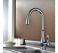 HXFFXHF Faucet Kitchen European and American Style Retro Solid Brass Brushed Nickel Swivel Spout Sink Faucet Chinese Style Bathroom Ceramic Valve Core Basin Mixer Sink Tap,Brown,As Shown