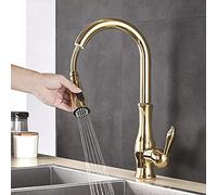 HXFFXHF Faucet Kitchen Faucet Gold Polish Swivel Spout Kitchen Sink Faucet Pull Down Sprayer Fashion Design Bathroom Kitchen Hot&Cold Water Mixer Tap Faucet
