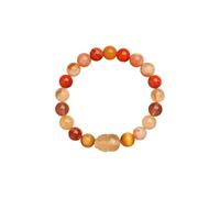 HXFFXHF Feng Shui Crystal Beaded Stretch Bracelets, Natural Strawberry Crystal Pi Xiu Bracelets for Wealth Luck, Round Gemstones Bracelet Meditation Relieve Stress Gifts for Men Women