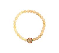 HXFFXHF Feng Shui Five Wealth Gods Beaded Stretch Bracelets, Citrine and Golden Rutilated Quartz Energy Crystal Bracelets for Wealth Luck Happiness, Natural Stones Bracelet for Women Men Meditation