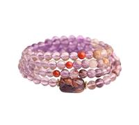HXFFXHF Feng Shui Pi Xiu Beaded Bracelets, Nine Purple Fire Crystal Bracelet Attract Wealthy Lucky for Women Men, Round Stones Layered Stackable Stretch Bracelet for Relieve Stress Balance Emotions