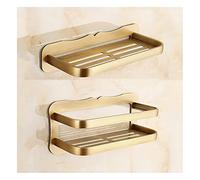 HXFFXHF Floating Shelves Bathroom Shelf,Aluminum Bathroom Shelf Home Retro Bathroom Shower Storage Rack Wall-mounted Rack Golden For Toilet Room And Kitchen for Bathroom Storage (Color : Gold)