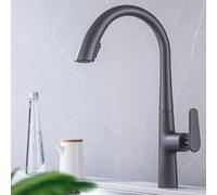 HXFFXHF for bar Farmhouse Commercial, Matte Black Rotating Pull Out Spring Kitchen Single Handle hot and Cold Mixer tap, Sink Faucet