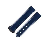 HXFFXHF For Omega Strap For AT150 Seamaster 300 Planet Ocean De Ville Speedmaster Curved End Watch Band 20mm Blue White Line High Density Nylon Cowhide Watchbands