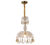 HXFFXHF French Vintage Crystal Chandelier Romantic Golden Living Room Dining Decoration Hanging Lamp Nostalgic Creative Aisle Corridor Loft Single Head Iron Pendant Light