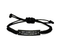 HXFFXHF Funny Father Gifts, Happy Father to The Handiest [B[], Brilliant Black Rope Bracelet for Dad, Engraved Bracelet from Son, Nice Black Bracelet, Black Bracelet Gift, Nice Rope Bracelet, Nice