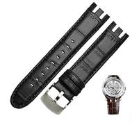 HXFFXHF Genuine Leather Watch Bracelet for Swatch YRS403 412 402G Watch Band 21mm watchband Men Curved end Watches Strap (Color : Plain Brown, Size : 21mm)