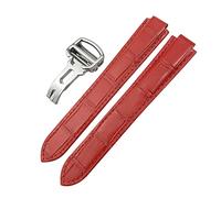 HXFFXHF Genuine Leather Watchband 14mm 16mm 18mm 20mm 22mm for Ballon Bleu De Convex Type Colorful Calfskin Watch Strap (Color : Red, Size : 16mm)