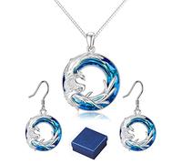 HXFFXHF Girl Products Phoenix Crystal Necklace,for Self - S925 I Survived Because The Fire Inside Me Burns Brighter Than The Fire Around Me Colorful Crystal Phoenix Necklace Earrings (G) Gifts
