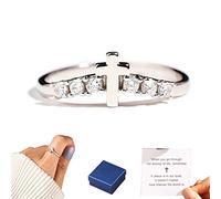 HXFFXHF Girl Products to My Daughter & Granddaughter Storms of Life Cross Arch Ring, S925 Sterling Silver Cubic Zirconia Rings, Eternity Cross Ring for Women Gift (1PCS,9) Gifts