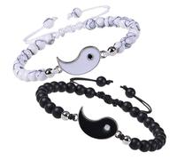 HXFFXHF Girls' jewelry 1Pair Couples Matching Handmade Yin Yang Design Boyfriend Girlfriend Friendship Bracelets Special Occasions Daily Wear Unique Present for Anniversaries accessories