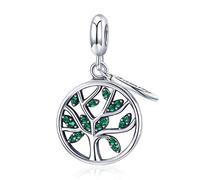 HXFFXHF Girls' jewelry Bead Authentic Love of Life Family Christmas Tree Dangle Charms fit Bracelet, Sterling, Cubic Zirconia accessories