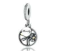 HXFFXHF Girls' jewelry Bead Authentic Love of Life Family Christmas Tree Dangle Charms fit Bracelet, Sterling, Cubic Zirconia accessories
