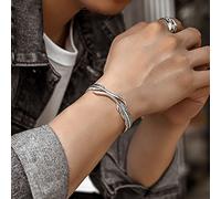 HXFFXHF Girls' jewelry Open Bracelet,Adjustable Feather Bracelet Lucky Hope Cuff Jewelry,Simple Retro Feathers Bracelets for Women Men (A) accessories