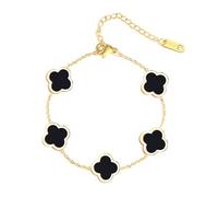 HXFFXHF Girls' jewelry Unique Four Leaf Bracelet for Women White Black Green Red Lucky Link Clover Bracelets, Plated Jewelry Christmas Valentine's Day Gifts accessories