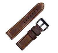 HXFFXHF Handmade Watch Band Accessories Retro Vintage Genuine Crazy Horse Leather 24mm Watchband for Panerai Strap Tang Buckle (Color : Blue Pink, Size : 22mm)