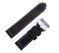 HXFFXHF Handmade Watch Band Accessories Retro Vintage Genuine Crazy Horse Leather 24mm Watchband for Panerai Strap Tang Buckle (Color : Blue Pink, Size : 22mm)