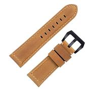 HXFFXHF Handmade Watch Band Accessories Retro Vintage Genuine Crazy Horse Leather 24mm Watchband for Panerai Strap Tang Buckle (Color : Blue Pink, Size : 22mm)