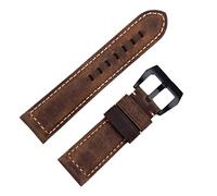 HXFFXHF Handmade Watch Band Accessories Retro Vintage Genuine Crazy Horse Leather 24mm Watchband for Panerai Strap Tang Buckle (Color : Blue Pink, Size : 22mm)