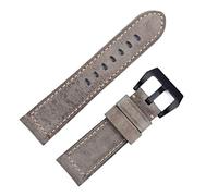 HXFFXHF Handmade Watch Band Accessories Retro Vintage Genuine Crazy Horse Leather 24mm Watchband for Panerai Strap Tang Buckle (Color : Blue Pink, Size : 22mm)