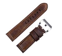 HXFFXHF Handmade Watch Band Accessories Retro Vintage Genuine Crazy Horse Leather 24mm Watchband for Panerai Strap Tang Buckle (Color : Blue Pink, Size : 22mm)