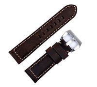 HXFFXHF Handmade Watch Band Accessories Retro Vintage Genuine Crazy Horse Leather 24mm Watchband for Panerai Strap Tang Buckle (Color : Blue Pink, Size : 22mm)