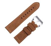 HXFFXHF Handmade Watch Band Accessories Retro Vintage Genuine Crazy Horse Leather 24mm Watchband for Panerai Strap Tang Buckle (Color : Blue Pink, Size : 22mm)