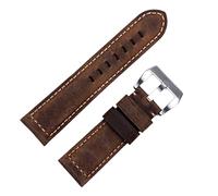 HXFFXHF Handmade Watch Band Accessories Retro Vintage Genuine Crazy Horse Leather 24mm Watchband for Panerai Strap Tang Buckle (Color : Blue Pink, Size : 22mm)