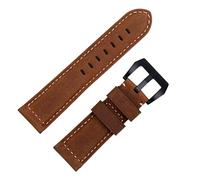 HXFFXHF Handmade Watch Band Accessories Retro Vintage Genuine Crazy Horse Leather 24mm Watchband for Panerai Strap Tang Buckle (Color : Blue Pink, Size : 22mm)