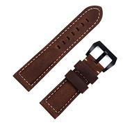 HXFFXHF Handmade Watch Band Accessories Retro Vintage Genuine Crazy Horse Leather 24mm Watchband for Panerai Strap Tang Buckle (Color : Blue Pink, Size : 22mm)