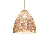 HXFFXHF Handmade Woven Chandelier Farmhouse Rattan Pendant Light 19” Hanging Lamp Farmhouse 1 Light Dome Flush Mount Ceiling Light for Kitchen Foyer Dining Room