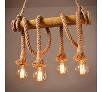 HXFFXHF Hemp Rope Bamboo Pendant Light, Vintage Industrial Chandelier Ceiling Light, Rustic Hanging Spider Lamp 40w E27 for Kitchen, Living Room, Dining Room,