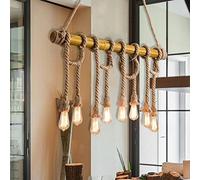 HXFFXHF Hemp Rope Bamboo Pendant Light, Vintage Industrial Chandelier Ceiling Light, Rustic Hanging Spider Lamp 40w E27 for Kitchen, Living Room, Dining Room,