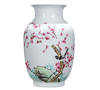 HXFFXHF Home Decorative Flower Vase Chinese Ceramic Art Hand-painted Rood Plum And Bird Painting Wit Arrangement