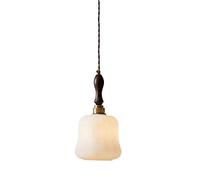HXFFXHF Home Glass Chandelier E27 1-Light Brass Pendant Light Japanese Bedroom Wooden Decor Ceiling Hanging Lamp Glass Chandelier Retro Simple Milk Light Single Head Glass Chandelier Made in China