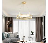 HXFFXHF Household Gold Pendant Light Nordic Bedroom Creative Chandelier Personality LED Crown Dining Room Modern Simple Atmospheric Home Living Room Hanging Lamp Interesting Life (60cm WHI