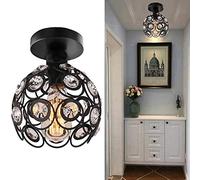 HXFFXHF Indoor Bathroom Farmhouse Ceiling Lamp Corridor Lamp Antique Metal Bedroom Chandelier Modern Semi Flush Crystal Ceiling Lamp D