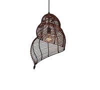 HXFFXHF Japanese Style Hand-Woven Bamboo Rattan Chandelier Industrial Retro Hanging Lights Southeast Asia Tropical Spiral Bamboo Rattan Pendant Lamp Hallway Lobby Decoration Hanging Lighting