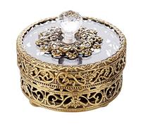 HXFFXHF Jewelry Box Hollow Jewelry Box with Glass Lid Metal Jewelry Trinket Organizer Ring Earrings Necklace Home Decor Storage Box Gift for Women Jewelry case Organizer (Color : Gold)