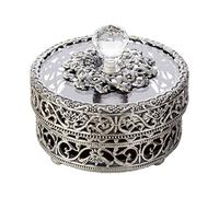 HXFFXHF Jewelry Box Hollow Jewelry Box with Glass Lid Metal Jewelry Trinket Organizer Ring Earrings Necklace Home Decor Storage Box Gift for Women Jewelry case Organizer (Color : Gold)