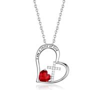 HXFFXHF jewelry Cross for Girls 5A CZ Heart Birthstone s Jewelry Goddaughter Birthday Baptism Communion Gifts for Teens Girls Women, Cubic Zirconia Jewelry for girls