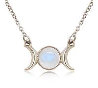 HXFFXHF jewelry Crystal Birthstone Triple Moon Goddess for Women Men Girls, Dianty Crescent Moon Phase Healing Chakra s Birthday Gifts for Mother Sister Friends Jewelry for girls