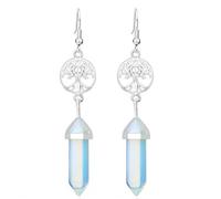 HXFFXHF jewelry for women Tree of Life Earrings Natural Stone Drop Earrings Hexagonal Lapis Lazuli Purple Crystal Unakite Jewelry women's jewelry