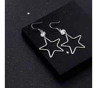 HXFFXHF jewelry S925 Women's Korean Fashion Hollow Five-pointed Star Earrings Temperament Unique Personality Diamond jewelry