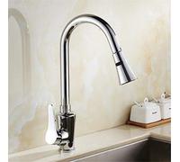 HXFFXHF Kitchen Faucets Brass Black Pull Out Kitchen Mixer Tap with Aerator 2 Way Function Water Mixer Deck Mounted Single Handle Sink Crane 360 Swivel,Chrome Star of Light