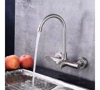 HXFFXHF Kitchen Faucets Wall Mount,Brushed Stainless Steel Sink Mixer Tap,Swivel Spout Wall-Mounted Sink Faucet,Single Handle Kitchen Sink Faucet,Mixed Hot and Cold Water Faucet