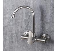 HXFFXHF Kitchen Faucets Wall Mount Stainless Steel Faucet 360 ° Swivel Hot and Cold Brushed Kitchen Sink Faucet-B(A)