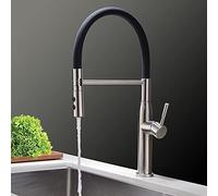 HXFFXHF Kitchen Sink Faucet for Bar Farmhouse Commercial, Brushed Nickel Spring Kitchen Sink Stream Spout Pull Down Kitchen Mixers, Deck Mounted Hot and Cold Water Tap