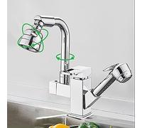 HXFFXHF Kitchen Sink Faucet for Bar Farmhouse Commercial, Matte Black Brass Kitchen Sink Contemporary Fashion Multifunctional Water Outlet Hot and Cold Deck Installation(Chrome a)