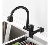HXFFXHF Kitchen Sink Faucet for Bar Farmhouse Commercial, Matte Black Brass Kitchen Sink Contemporary Fashion Multifunctional Water Outlet Hot and Cold Deck Installation(Chrome a)